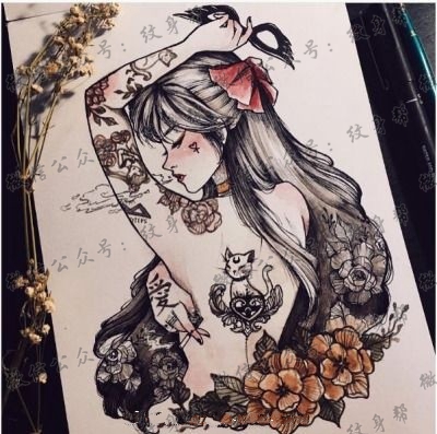 9篇一套插画辣妹cq9电子手稿素材