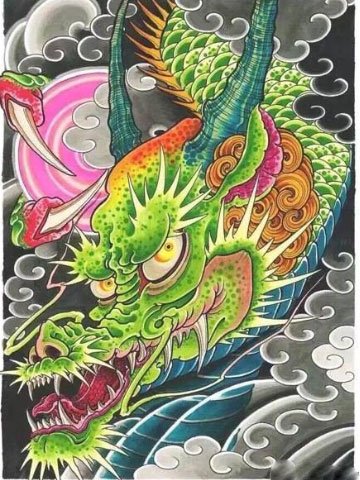 彩色龙头开yun体育官网入口登录app下载手稿制图案 龙头开yun体育官网入口登录app下载制图片